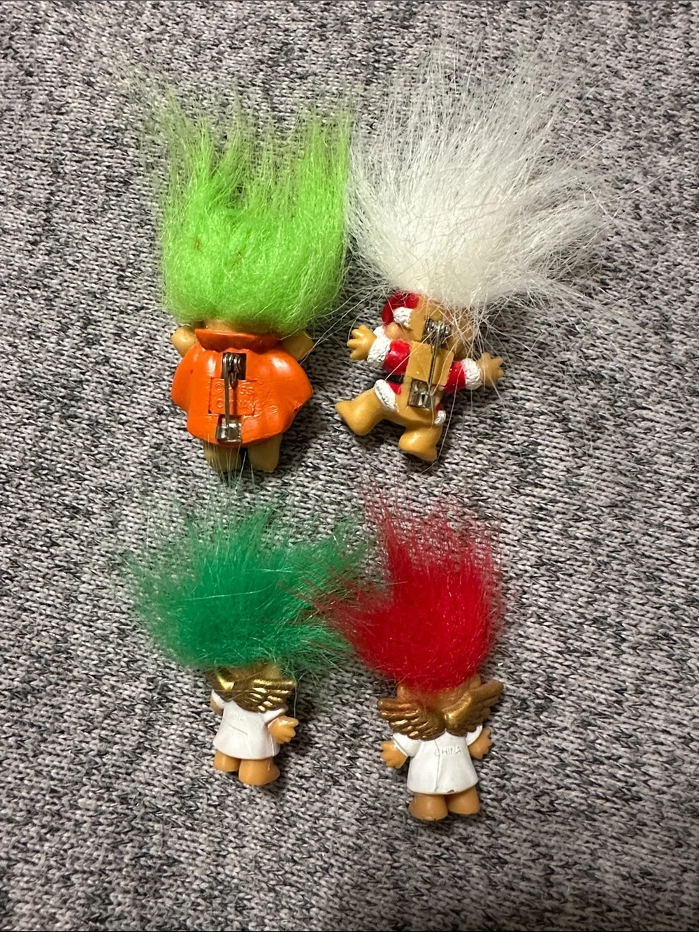 Russ Mini Troll Doll Lot with Green, Red, White Hair